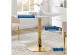 EEI-4752-GLD-WHI Verne 48" Oval Artificial Marble Dining Table By Modway