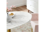 EEI-4752-GLD-WHI Verne 48" Oval Artificial Marble Dining Table By Modway