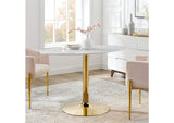 EEI-4752-GLD-WHI Verne 48" Oval Artificial Marble Dining Table By Modway