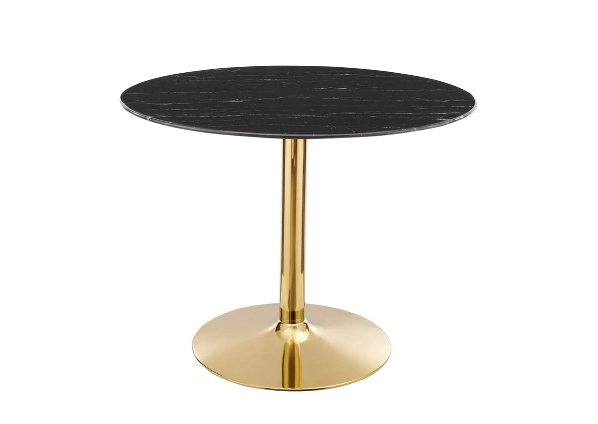 EEI-4757-GLD-BLK Verne 40" Artificial Marble Dining Table By Modway