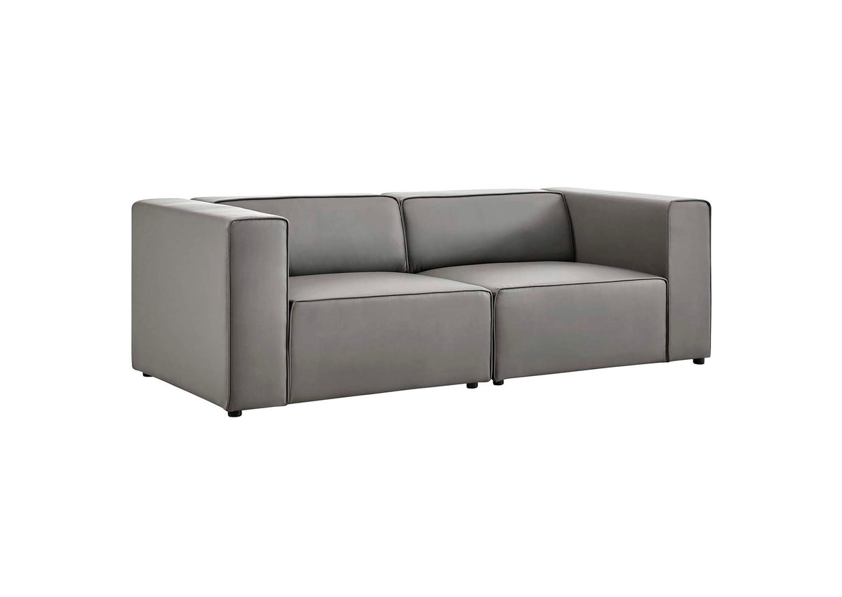 EEI-4788-GRY Mingle 2-Piece Vegan Leather Sectional Sofa Loveseat By Modway