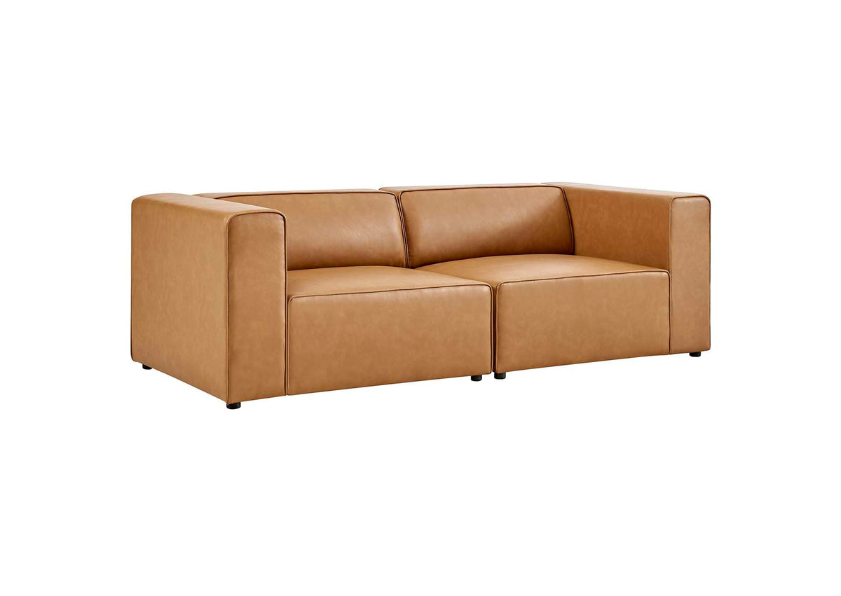 EEI-4788-TAN Mingle 2-Piece Vegan Leather Sectional Sofa Loveseat By Modway