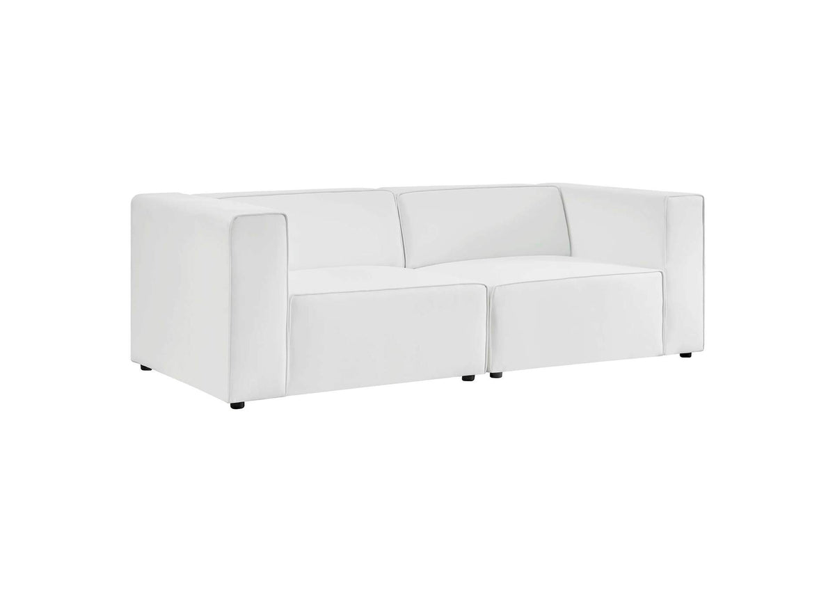 EEI-4788-WHI Mingle 2-Piece Vegan Leather Sectional Sofa Loveseat By Modway