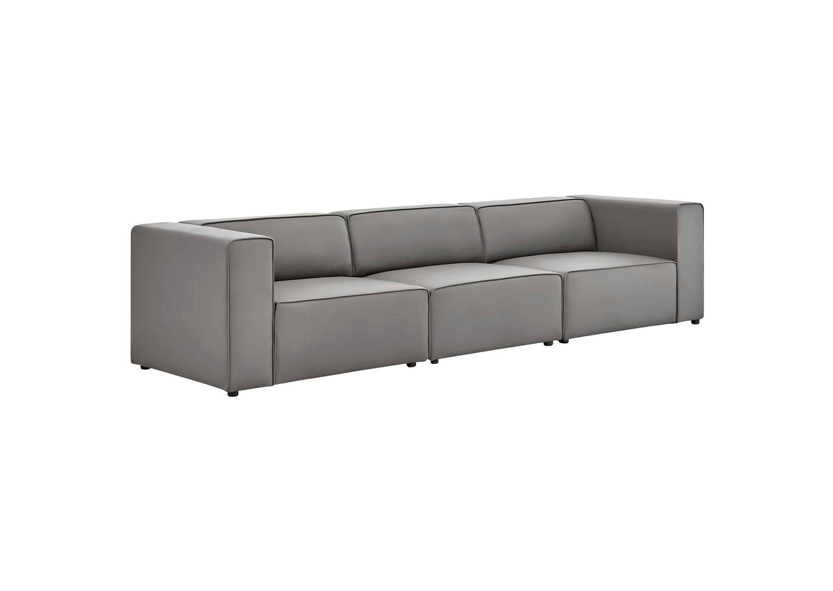 EEI-4789-GRY Mingle 3-Piece Vegan Leather Sectional Sofa By Modway