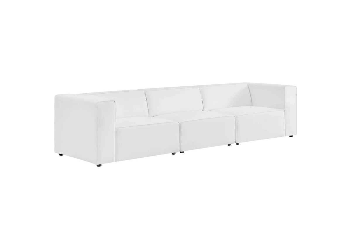 EEI-4789-WHI Mingle 3-Piece Vegan Leather Sectional Sofa By Modway