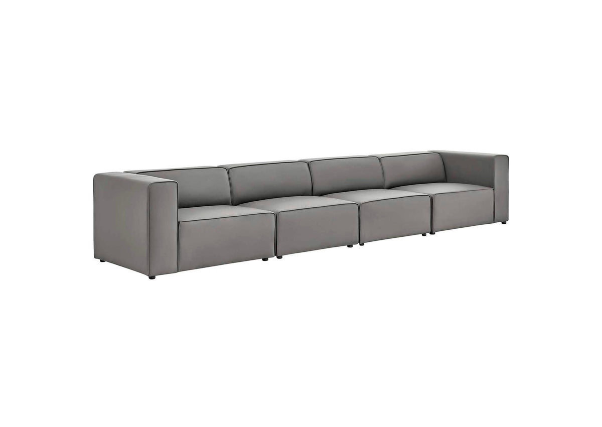 EEI-4793-GRY Mingle 4-Piece Vegan Leather Sectional Sofa By Modway