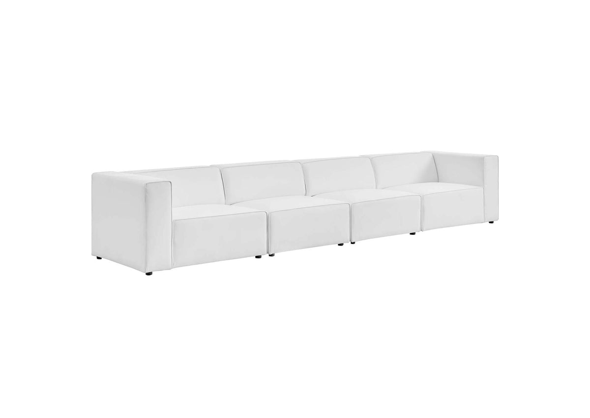 EEI-4793-WHI Mingle 4-Piece Vegan Leather Sectional Sofa By Modway