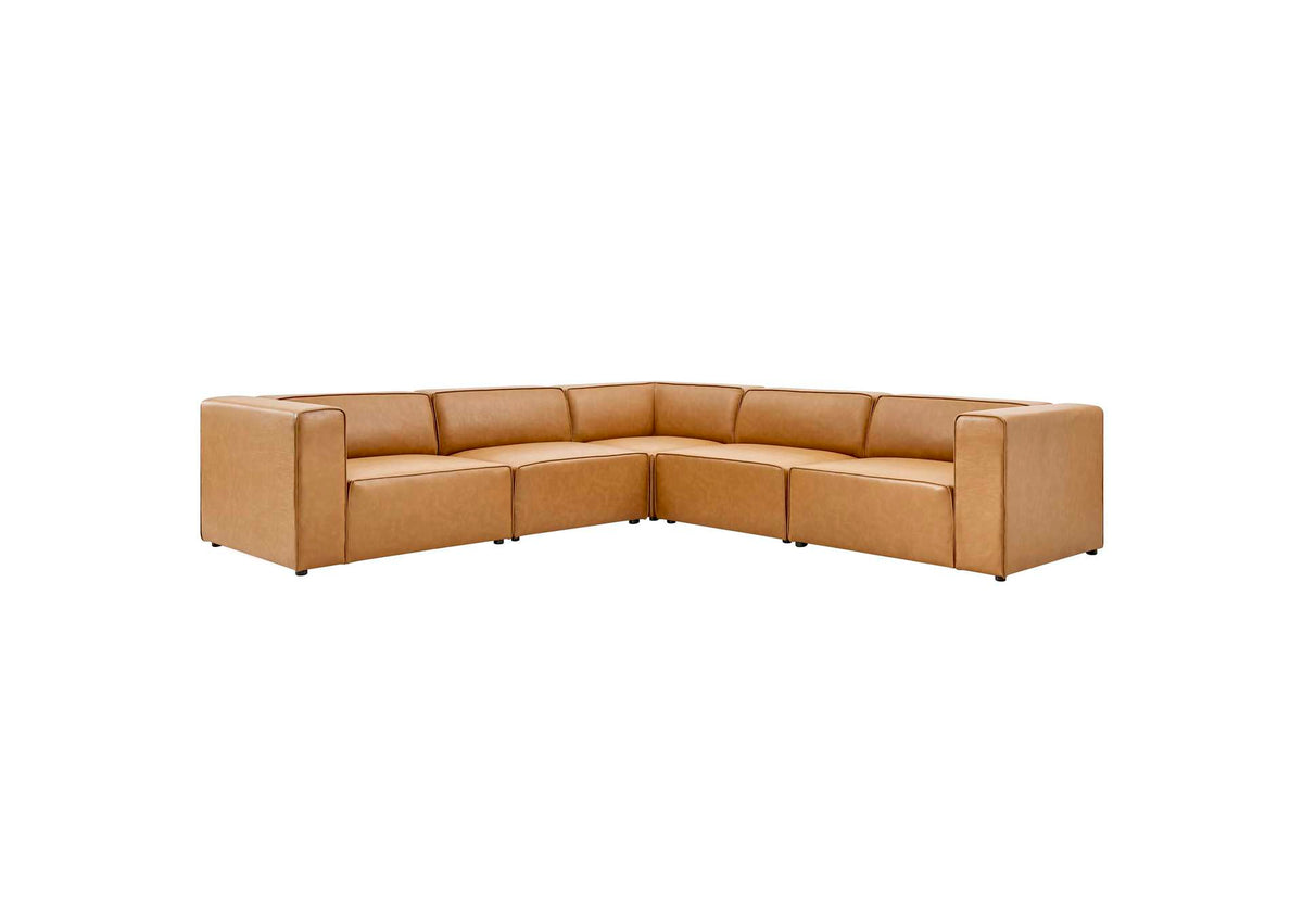 EEI-4795-TAN Mingle 5 Piece Vegan Leather Sectional Sofa By Modway