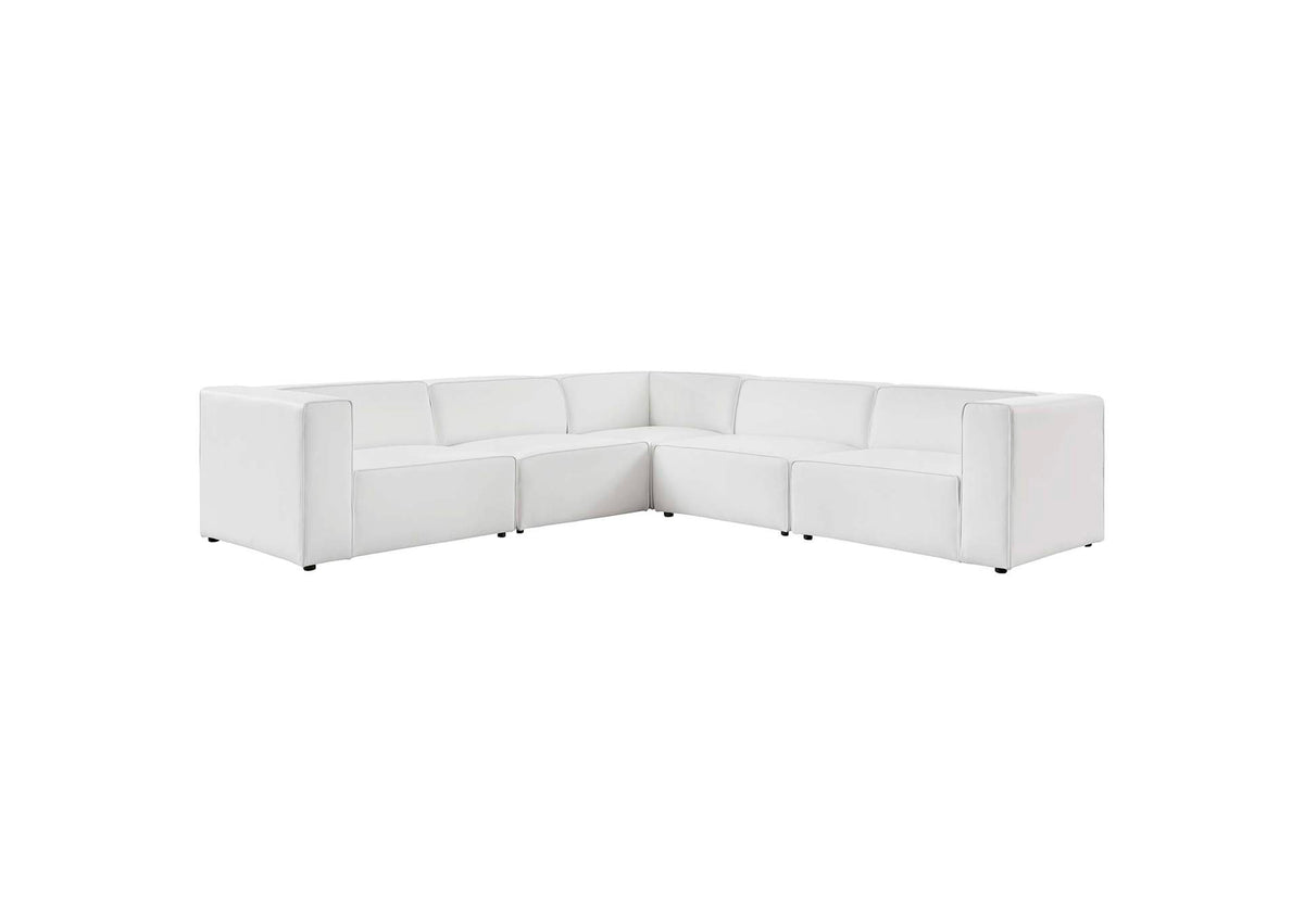 EEI-4795-WHI Mingle 5 Piece Vegan Leather Sectional Sofa By Modway