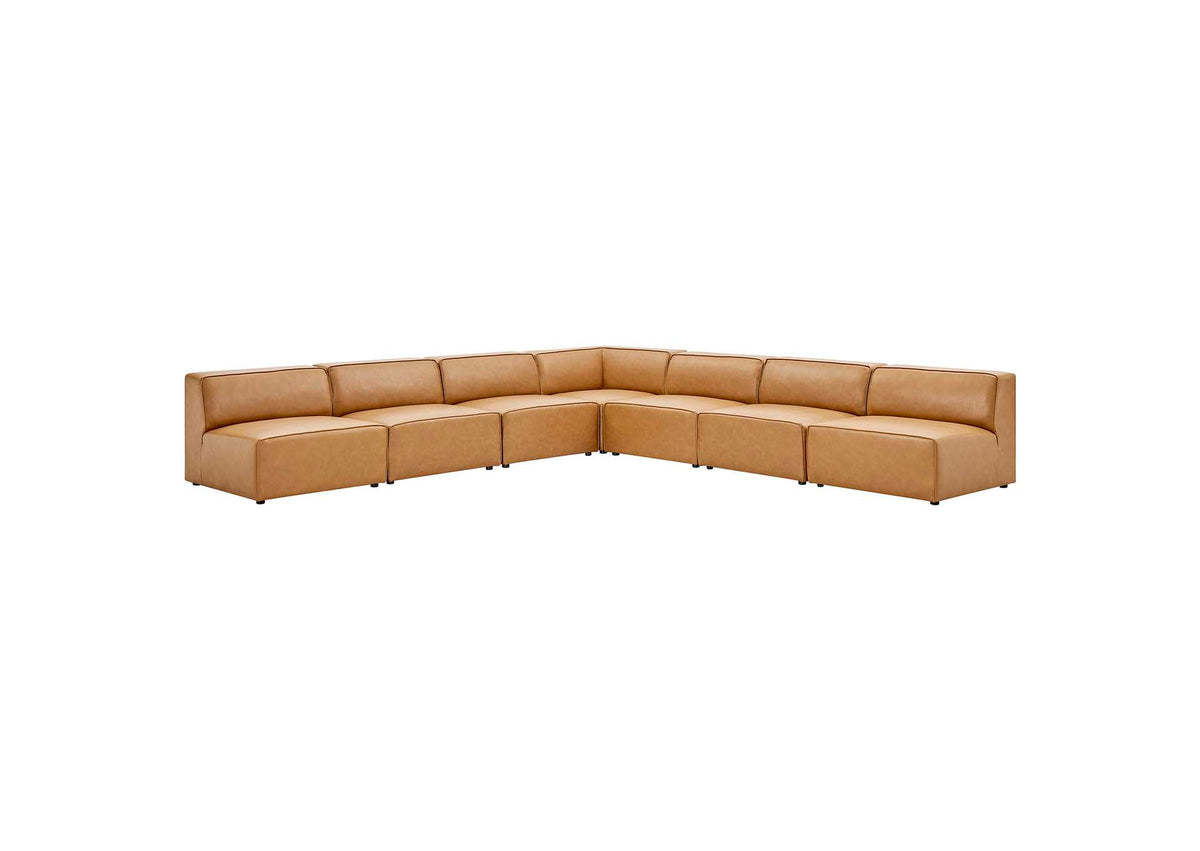 EEI-4797-TAN Mingle 7-Piece Vegan Leather Sectional Sofa By Modway