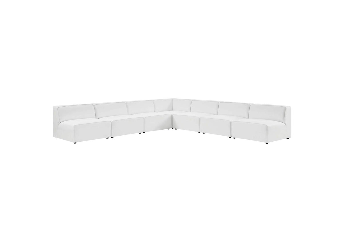 EEI-4797-WHI Mingle 7-Piece Vegan Leather Sectional Sofa By Modway