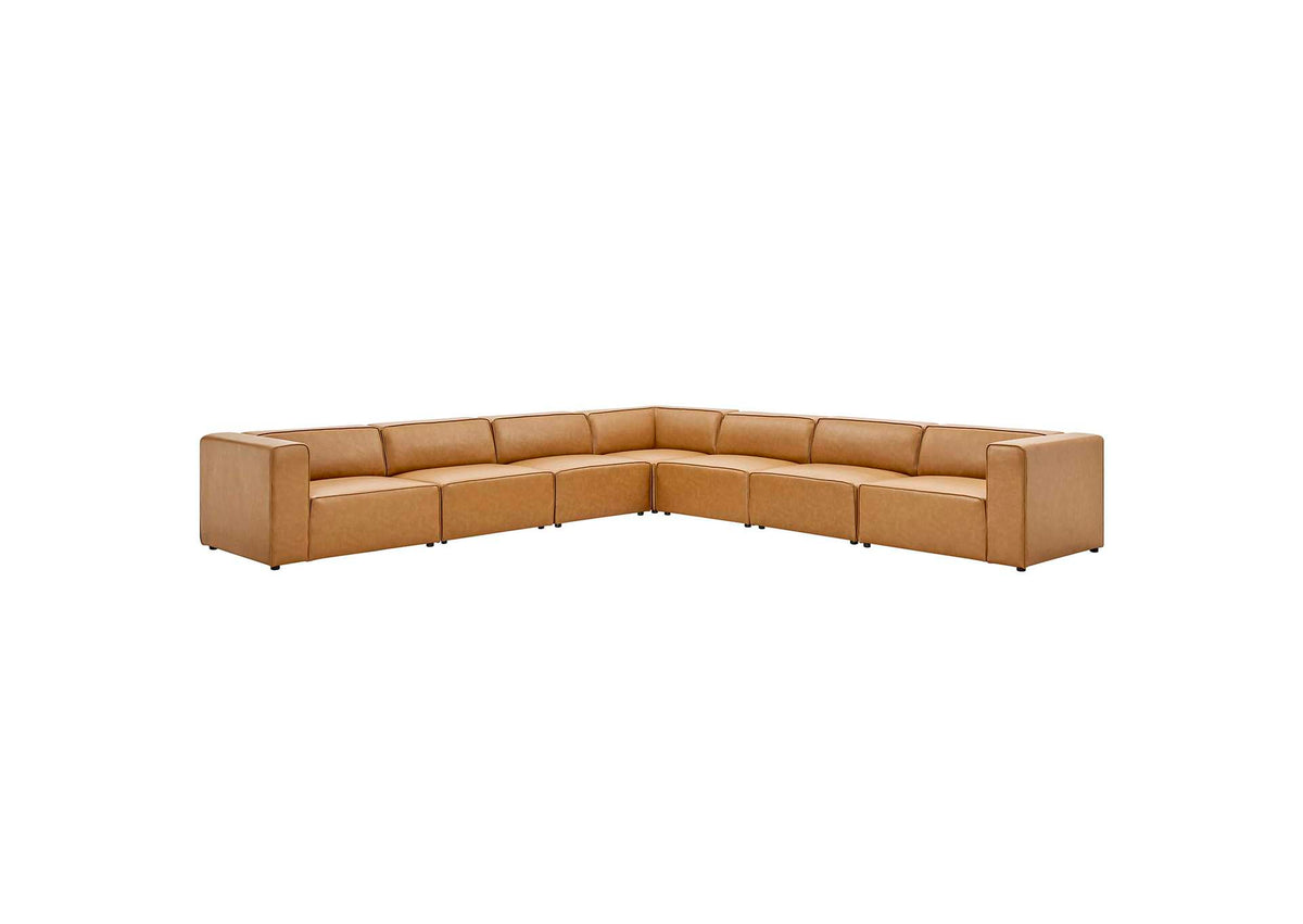 EEI-4798-TAN Mingle 7-Piece Vegan Leather Sectional Sofa By Modway