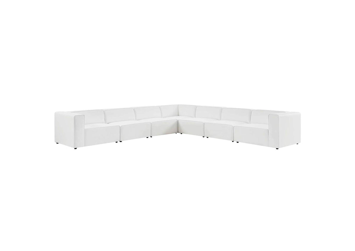 EEI-4798-WHI Mingle 7-Piece Vegan Leather Sectional Sofa By Modway