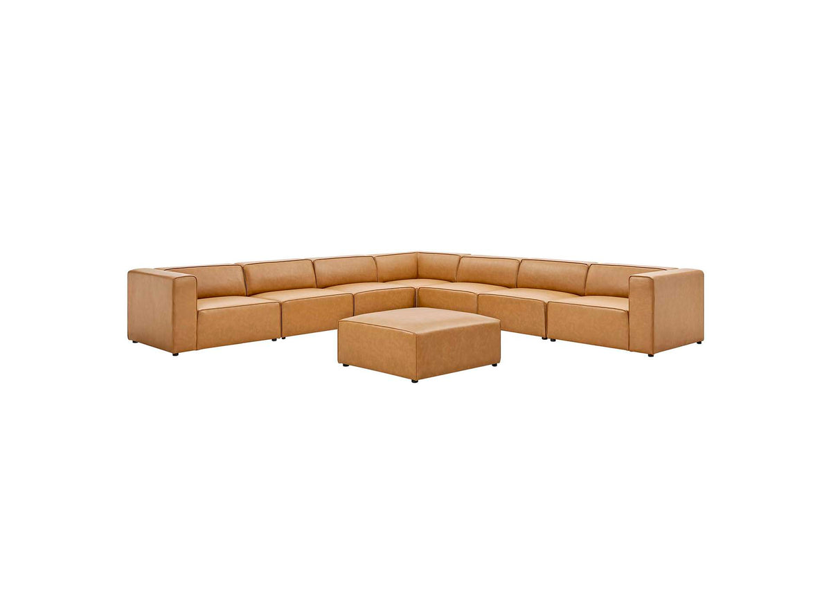 EEI-4799-TAN Mingle 8-Piece Vegan Leather Sectional Sofa Set By Modway