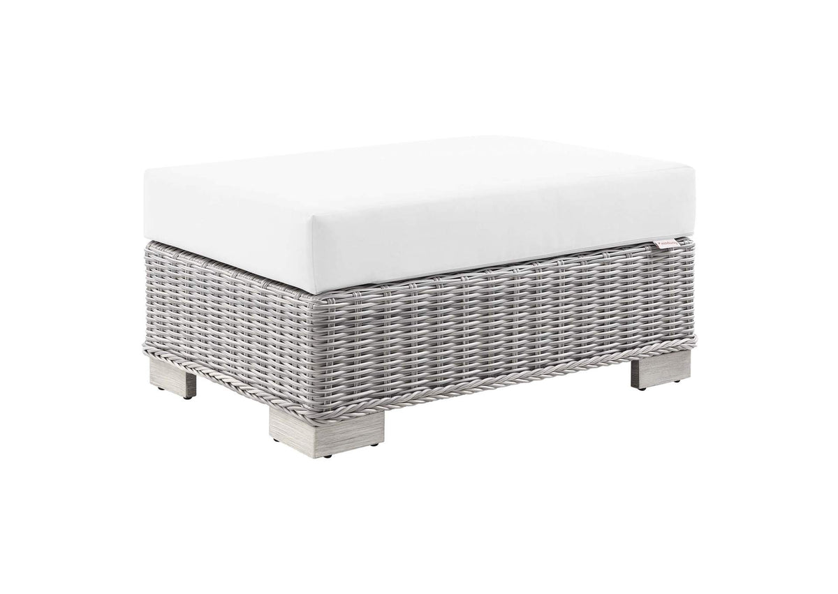 EEI-4839-LGR-WHI Conway Outdoor Patio Wicker Rattan Ottoman By Modway