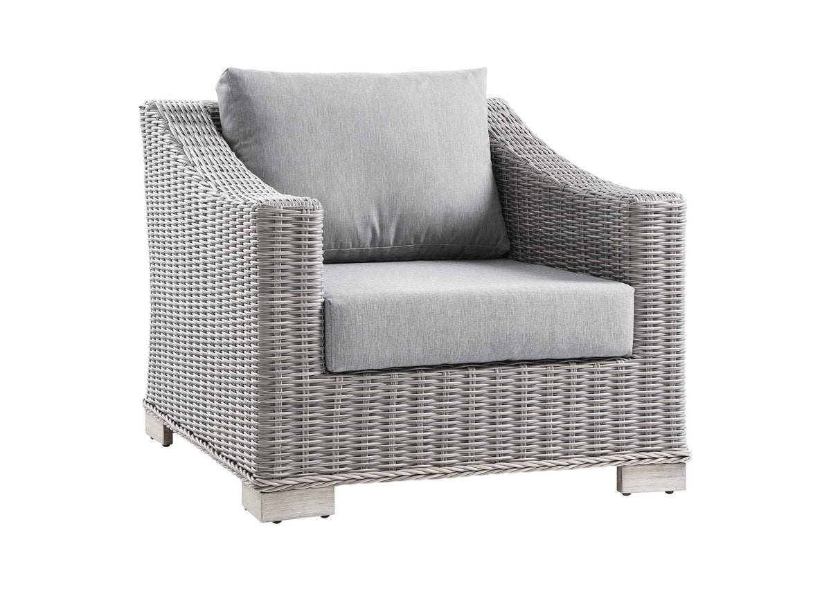 EEI-4840-LGR-GRY Conway Outdoor Patio Wicker Rattan Armchair By Modway