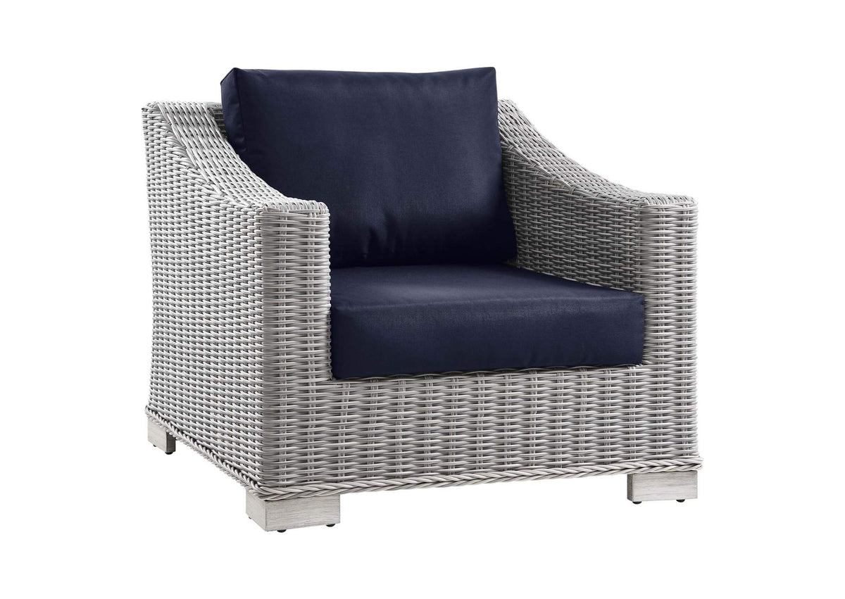 EEI-4840-LGR-NAV Conway Outdoor Patio Wicker Rattan Armchair By Modway