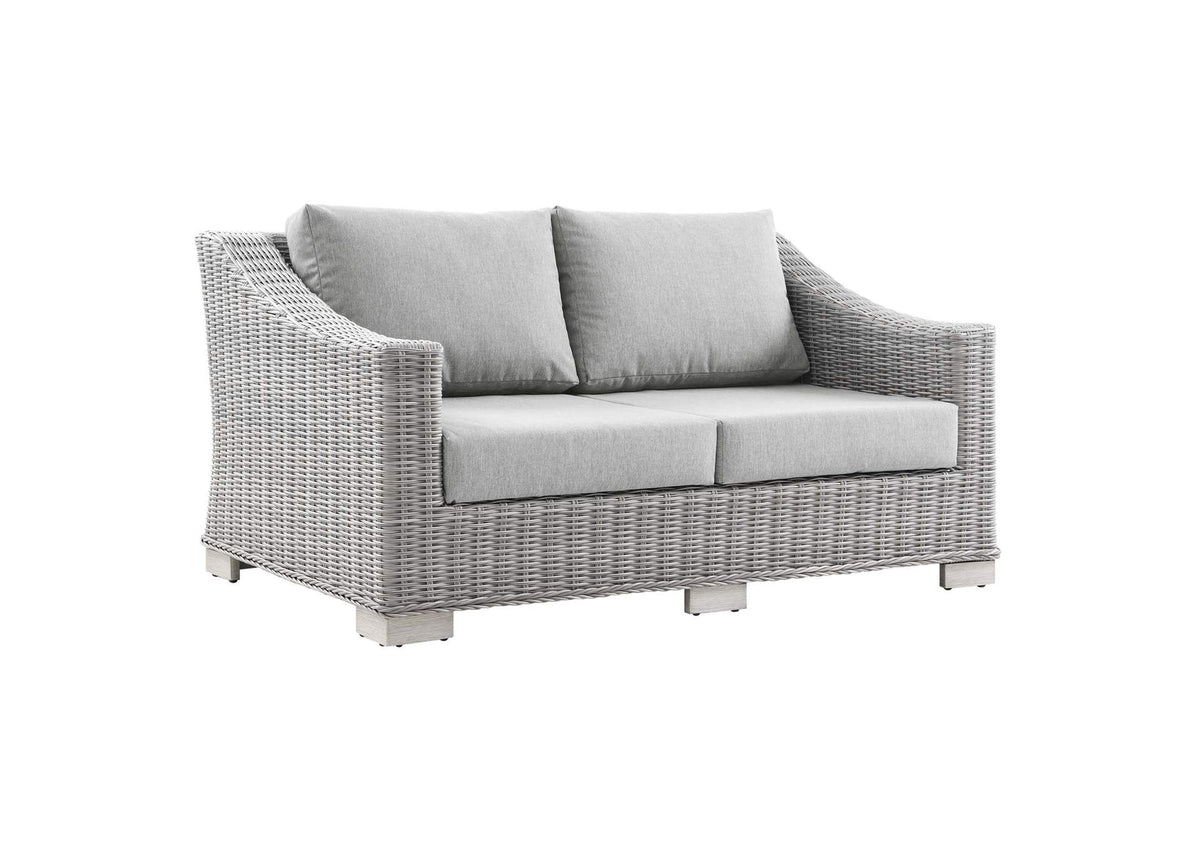 EEI-4841-LGR-GRY Conway Outdoor Patio Wicker Rattan Loveseat By Modway