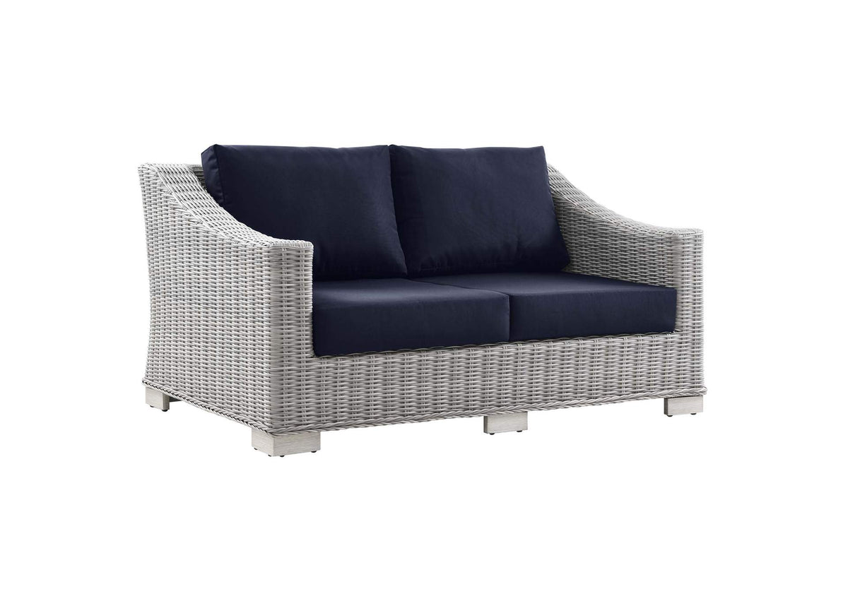 EEI-4841-LGR-NAV Conway Outdoor Patio Wicker Rattan Loveseat By Modway