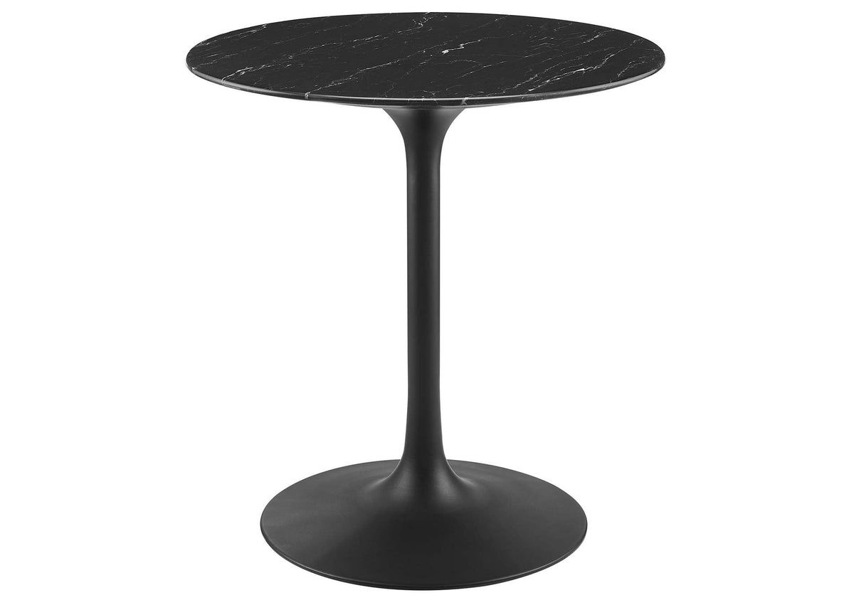 EEI-4867-BLK-BLK Lippa 28" Round Faux Marble Dining Table By Modway