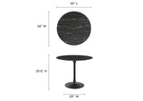 EEI-4868-BLK-BLK Lippa 36" Round Faux Marble Dining Table By Modway