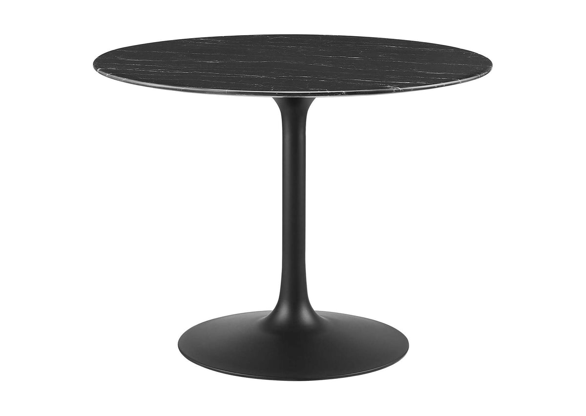EEI-4876-BLK-BLK Lippa 40" Round Faux Marble Dining Table By Modway