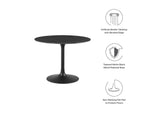 EEI-4876-BLK-BLK Lippa 40" Round Faux Marble Dining Table By Modway
