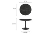 EEI-4876-BLK-BLK Lippa 40" Round Faux Marble Dining Table By Modway