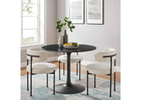 EEI-4876-BLK-BLK Lippa 40" Round Faux Marble Dining Table By Modway