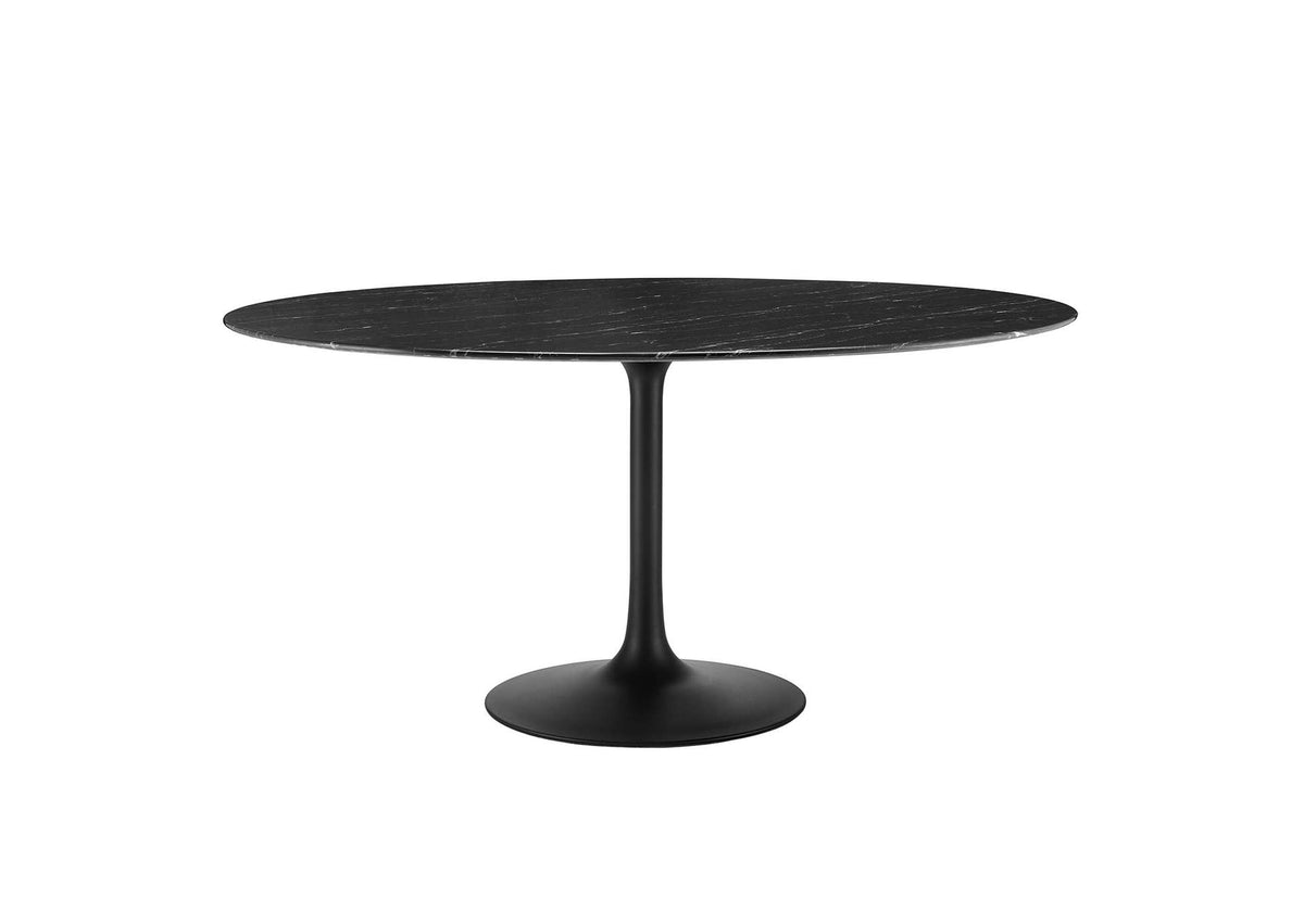 EEI-4879-BLK-BLK Lippa 60" Round Faux Marble Dining Table By Modway