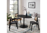 EEI-4880-BLK-BLK Lippa 54" Oval Faux Marble Dining Table By Modway