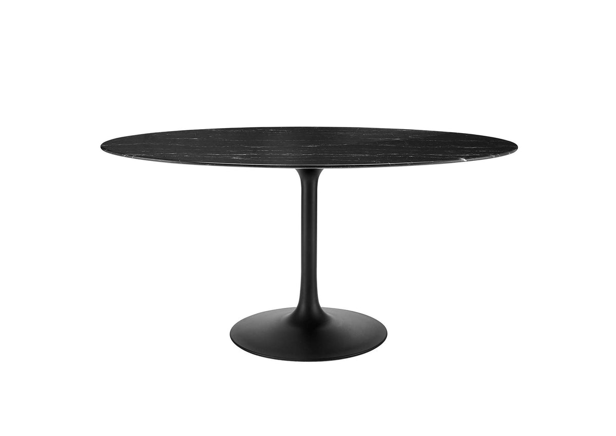 EEI-4881-BLK-BLK Lippa 60" Oval Faux Marble Dining Table By Modway