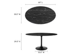 EEI-4881-BLK-BLK Lippa 60" Oval Faux Marble Dining Table By Modway