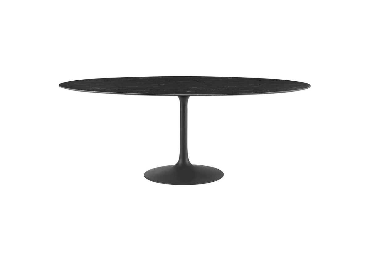 EEI-4889-BLK-BLK Lippa 78" Oval Faux Marble Dining Table By Modway