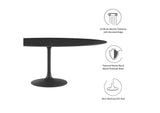 EEI-4889-BLK-BLK Lippa 78" Oval Faux Marble Dining Table By Modway