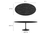 EEI-4889-BLK-BLK Lippa 78" Oval Faux Marble Dining Table By Modway