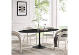 EEI-4889-BLK-BLK Lippa 78" Oval Faux Marble Dining Table By Modway