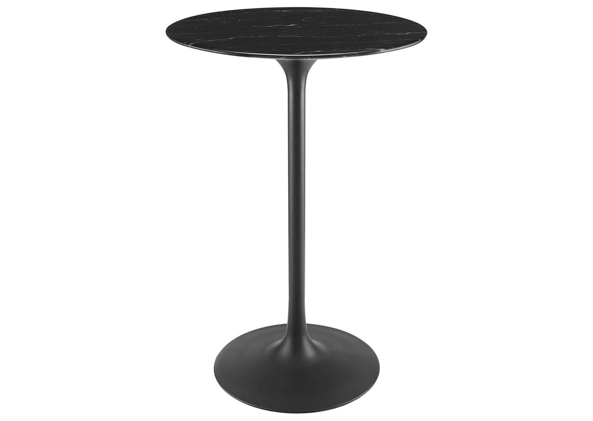 EEI-4892-BLK-BLK Lippa 28" Round Faux Marble Bar Table By Modway