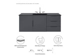 EEI-4895-GRY Vitality 48" Double Or Single Sink Compatible - Not Included - Bathroom Vanity Cabinet By Modway