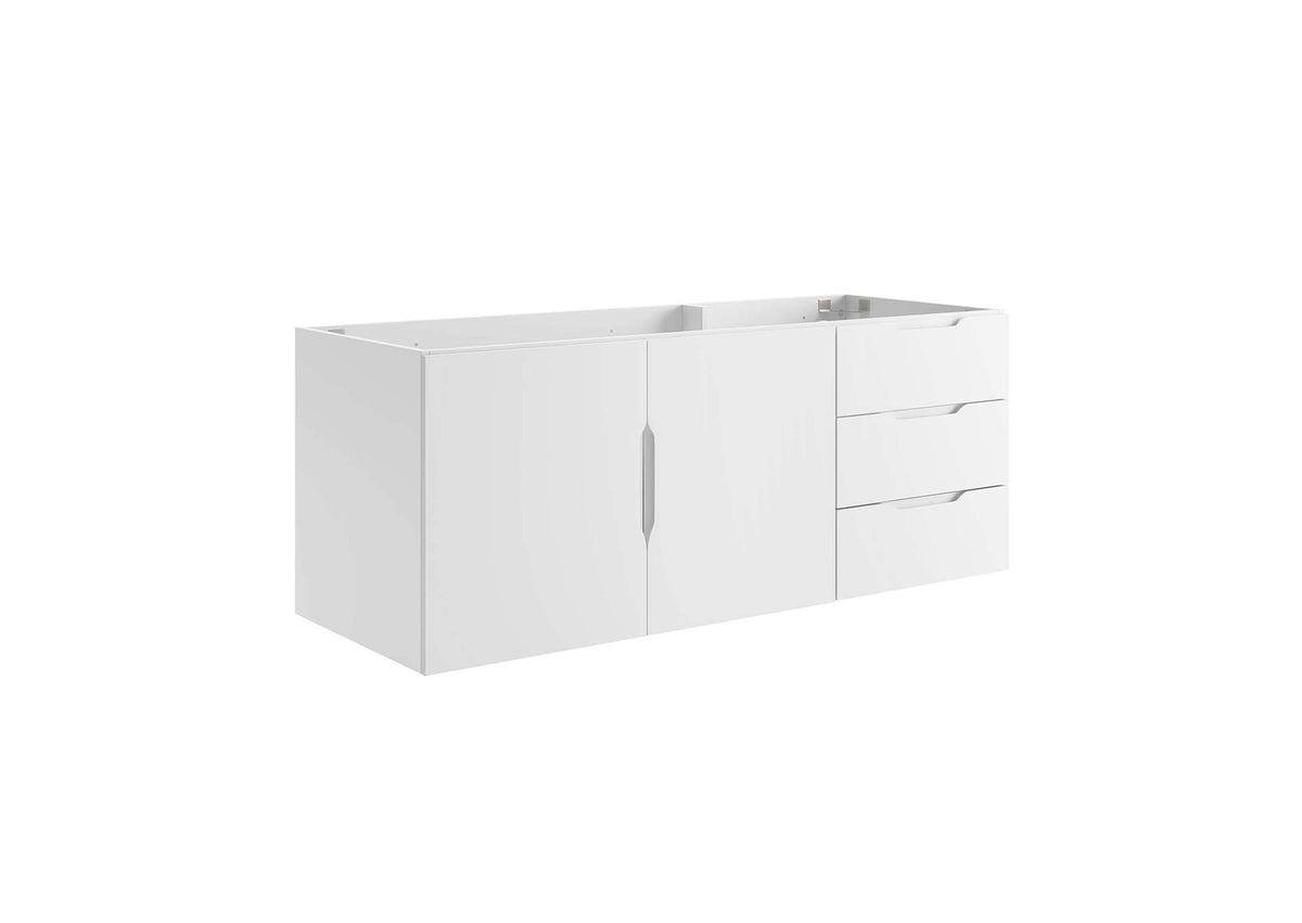 EEI-4895-WHI Vitality 48" Double Or Single Sink Compatible - Not Included - Bathroom Vanity Cabinet By Modway