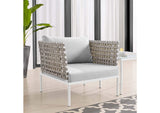 EEI-4954-TAN-GRY Harmony Sunbrella® Basket Weave Outdoor Patio Aluminum Armchair By Modway