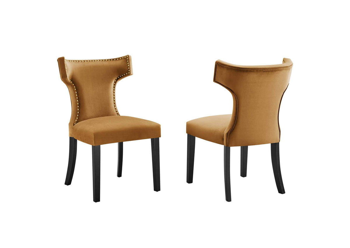 EEI-5008-COG Curve Performance Velvet Dining Chairs Set Of 2 By Modway
