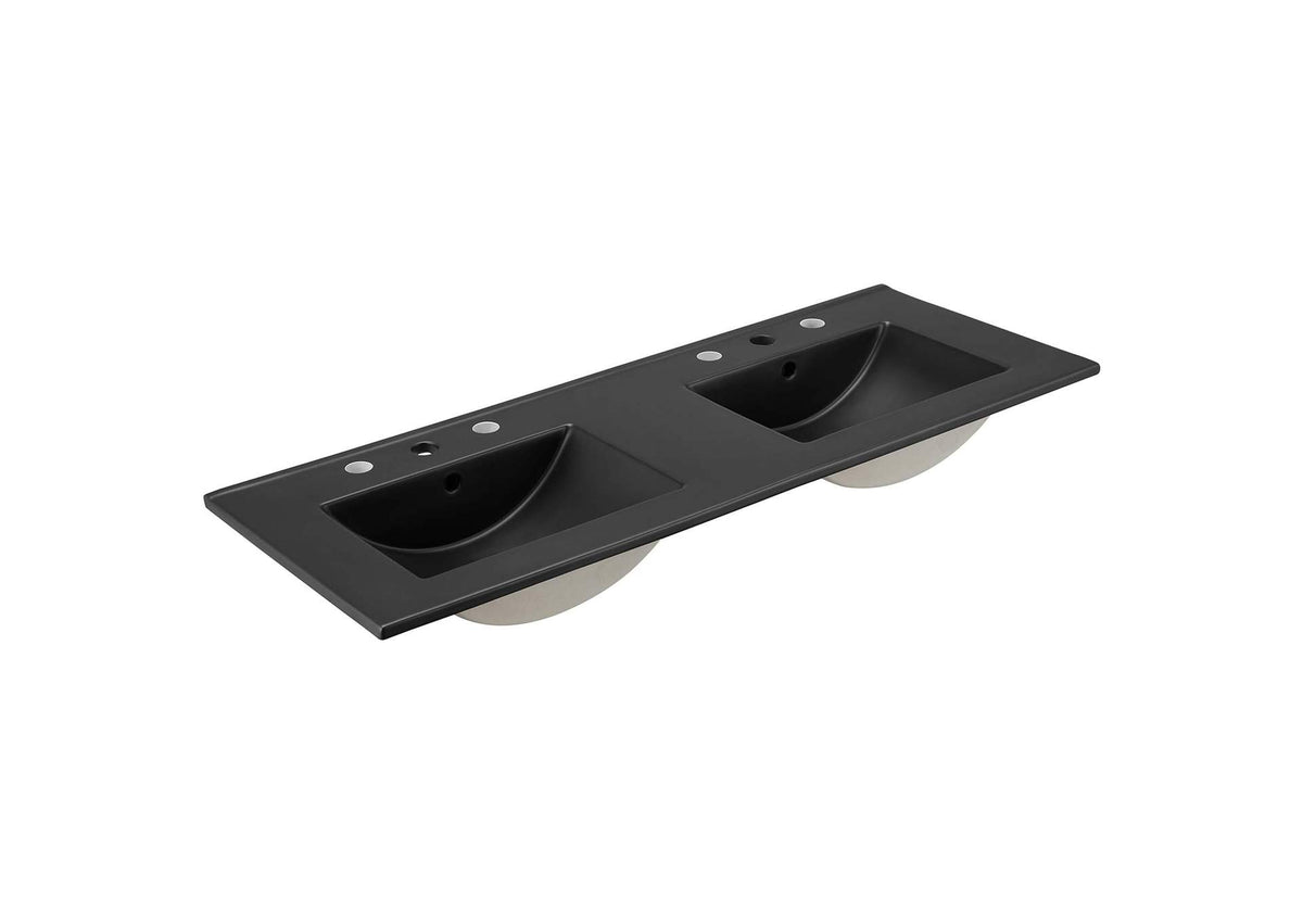 EEI-5073-BLK Cayman 48" Double Basin Bathroom Sink By Modway