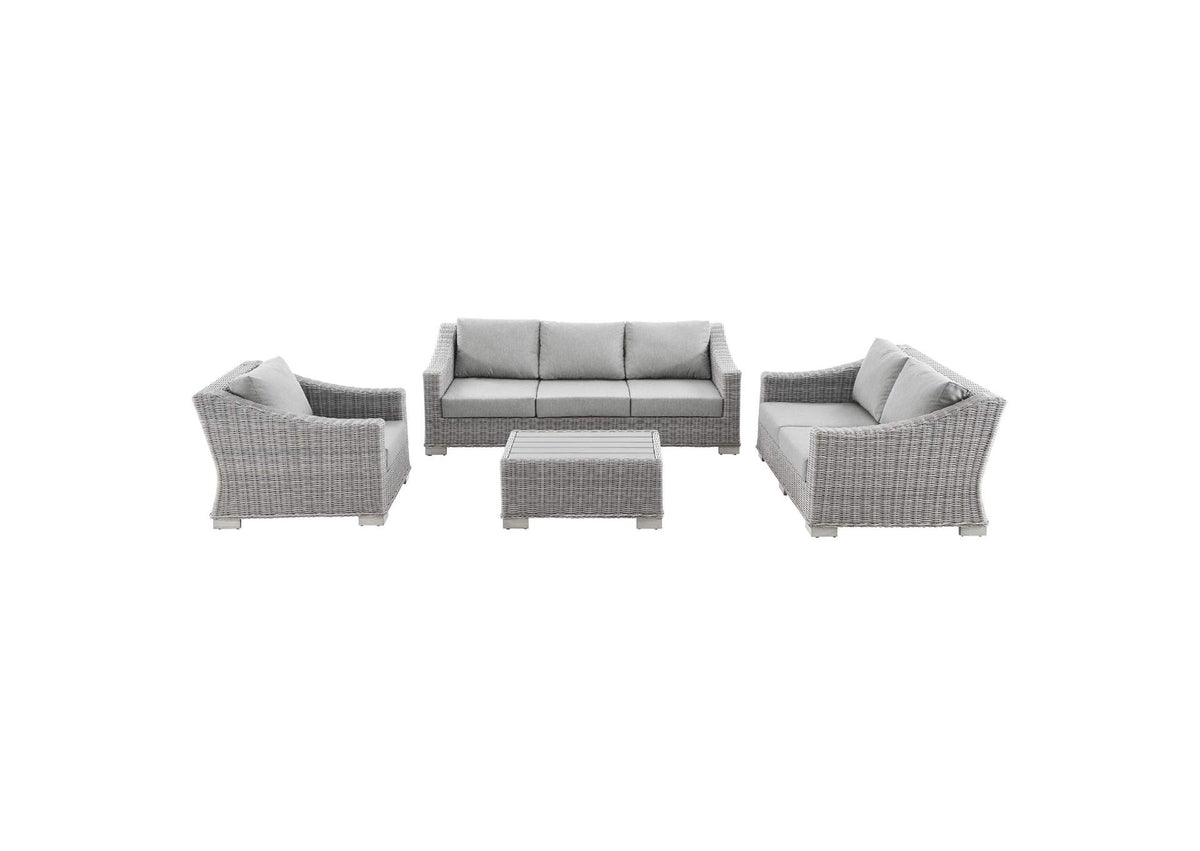 EEI-5091-GRY Conway 4-Piece Outdoor Patio Wicker Rattan Furniture Set By Modway