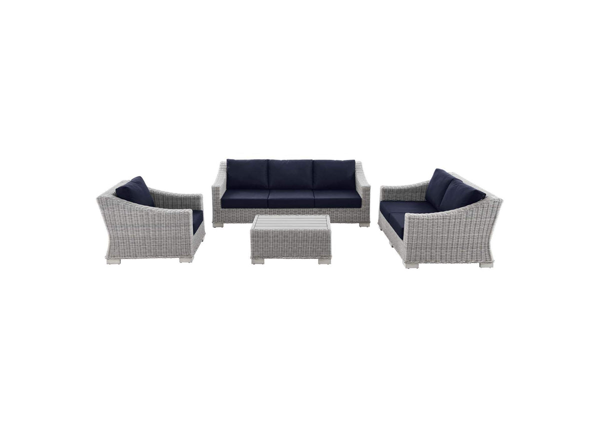 EEI-5091-NAV Conway 4-Piece Outdoor Patio Wicker Rattan Furniture Set By Modway