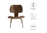 EEI-510-WAL Fathom Wood Lounge Chair By Modway