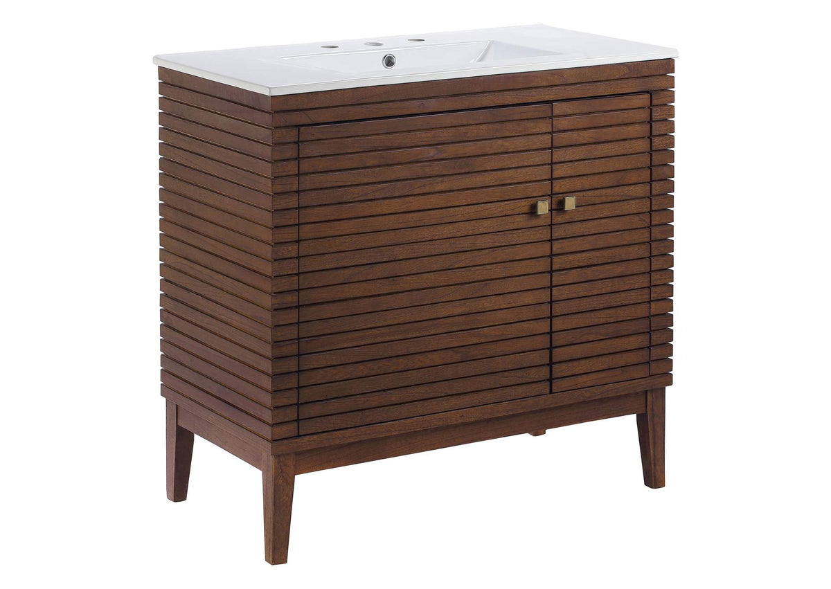 EEI-5115-WAL-WHI Ledger 36" Bathroom Vanity By Modway