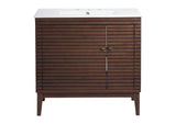 EEI-5115-WAL-WHI Ledger 36" Bathroom Vanity By Modway
