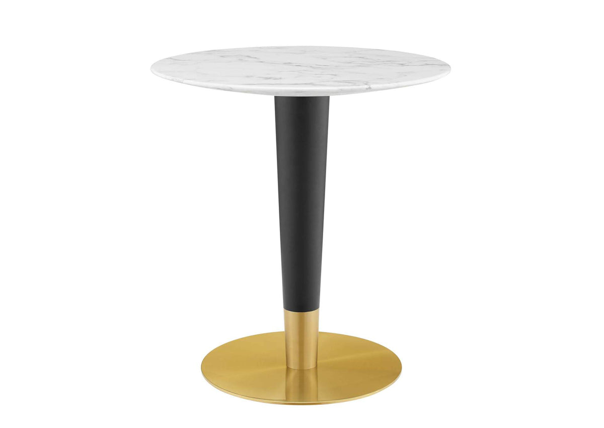 EEI-5121-GLD-WHI Zinque 28" Artificial Marble Dining Table By Modway