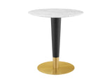 EEI-5121-GLD-WHI Zinque 28" Artificial Marble Dining Table By Modway
